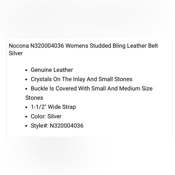 Nocona Genuine Leather Western bling,rhinestone belt,studs,removable buckle - Picture 13 of 14